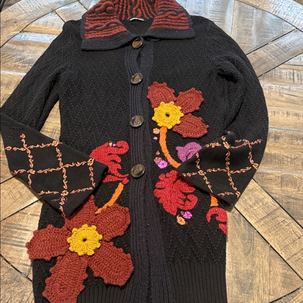 Michael Simon wearable art embroidered long cardigan - Picture 2 of 6